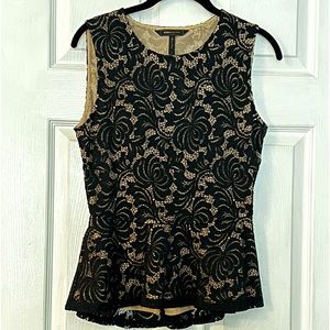 BCBG MAXAZRIA lined lace top with peplum